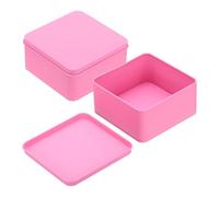 sourcing map 2Pcs Metal Tin Box, 4.5x2.2 Square Empty Tinplate Containers with Lid Portable Storage Box Candy Jars for Valentine's Day, Candle Jewelry Craft Storage Home Organizer, Pink