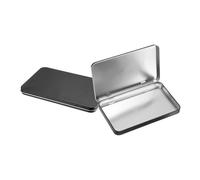sourcing map 2pcs Metal Tin Box, 7x4.2x0.6 Mini Portable Rectangular Empty Tinplate Hinged Storage Container Airtight Tins with Lids for Candy Favors Crafts Christmas Gifts, Black