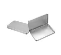 sourcing map 2pcs Metal Tin Box, 7x4.2x0.6 Mini Portable Rectangular Empty Tinplate Hinged Storage Container Airtight Tins with Lids for Candy Favors Crafts Christmas Gifts, Silver