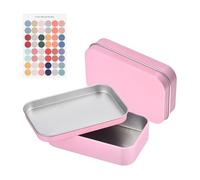 sourcing map 2Pcs Metal Tin Box Container, 3.7x2.4x0.9 Rectangular Empty Box with Self Adhesive Colored Stickers, Mini Portable Storage Containers for Candy, Drawing Pin Crafts, Pink