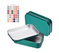 sourcing map 2Pcs Metal Tin Box Container, 3.7x2.4x0.9 Rectangular Empty Box with Self Adhesive Colored Stickers, Mini Portable Storage Containers for Candy, Drawing Pin Crafts, Green