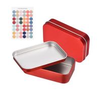 sourcing map 2Pcs Metal Tin Box Container, 3.7x2.4x0.9 Rectangular Empty Box with Self Adhesive Colored Stickers, Mini Portable Storage Containers for Candy, Drawing Pin Crafts, Red