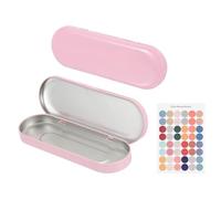 sourcing map 2Pcs Metal Tin Box Container, 6.9x2.4x0.7 Oval Empty Hinged Lid Box with Self Adhesive Colored Sticker, Mini Portable Storage Container for Candy, Drawing Pin Crafts, Pink