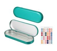 sourcing map 2Pcs Metal Tin Box Container, 6.9x2.4x0.7 Oval Empty Hinged Lid Box with Self Adhesive Colored Sticker, Mini Portable Storage Container for Candy, Drawing Pin Crafts, Green