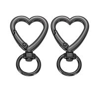 sourcing map 2Pcs Metallic Black Heart Shape Swivel Buckles, Zinc Alloy Spring Snap Hooks Keyring Keychain Clip Hardware Accessories for Craft Making Bag Purse Handbag Lanyard Hanging