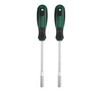 sourcing map 2pcs Metric Nut Driver 6mm Dia 150mm Round Shank CR-V 6 Point Hex Hexagon Socket Wrench Screwdriver with Non-Slip Handle for Tightening and Loosening Fasteners