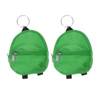 sourcing map 2Pcs Mini Keychain Backpacks, 4.4"x2.4" Cute Canvas Coin Purse, Small Change Wallet Keychain Pouch Cosmetic Makeup Bag for Earbuds Keys Coins Hair Ties Daily Carry, Green