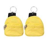 sourcing map 2Pcs Mini Keychain Backpacks, 4.4"x2.4" Cute Canvas Coin Purse, Small Change Wallet Keychain Pouch Cosmetic Makeup Bag for Earbuds Keys Coins Hair Ties Daily Carry, Yellow