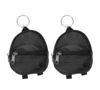 sourcing map 2Pcs Mini Keychain Backpacks, 4.4"x2.4" Cute Canvas Coin Purse, Small Change Wallet Keychain Pouch Cosmetic Makeup Bag for Earbuds Keys Coins Hair Ties Daily Carry, Black