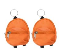 sourcing map 2Pcs Mini Keychain Backpacks, 4.4"x2.4" Cute Canvas Coin Purse, Small Change Wallet Keychain Pouch Cosmetic Makeup Bag for Earbuds Keys Coins Hair Ties Daily Carry, Orange