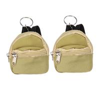 sourcing map 2Pcs Mini Keychain Backpacks, 4.4"x2.4" Cute Canvas Coin Purse, Small Change Wallet Keychain Pouch Cosmetic Makeup Bag for Earbuds Keys Coins Hair Ties Daily Carry, Khaki