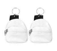 sourcing map 2Pcs Mini Keychain Backpacks, 4.4"x2.4" Cute Canvas Coin Purse, Small Change Wallet Keychain Pouch Cosmetic Makeup Bag for Earbuds Keys Coins Hair Ties Daily Carry, White