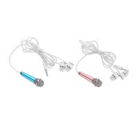 sourcing map 2Pcs Mini Microphone Portable Vocal Microphone for Voice Recording and Singing with Earphone,Rose Gold & Blue