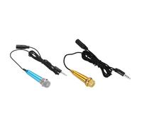 sourcing map 2Pcs Mini Microphone Tiny Microphone Portable Microphone with Covers for Singing Voice Recording Video for Phone Computer Notebook Blue, Rose Gold