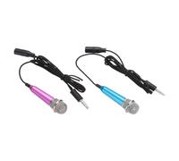 sourcing map 2Pcs Mini Microphone Tiny Microphone Portable Microphone with Covers for Singing Voice Recording Video for Phone Computer Notebook Rose Red, Blue