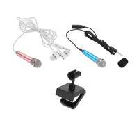 sourcing map 2Pcs Mini Microphone Tiny Microphone Portable Microphone with Earphone Mic Stand Cover for Singing Voice Recording Video for Phone Rose Gold, Blue
