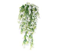 sourcing map 2pcs Morning Glory Fake Hanging Flowers, UV-Resistant Artificial Faux Flower Plants for Planter Indoor Outdoor Garden Porch Yard Wedding, White