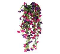 sourcing map 2pcs Morning Glory Fake Hanging Flowers, UV-Resistant Artificial Faux Flower Plants for Planter Indoor Outdoor Garden Porch Yard Wedding, Duo-Purple