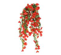 sourcing map 2pcs Morning Glory Fake Hanging Flowers, UV-Resistant Artificial Faux Flower Plants for Planter Indoor Outdoor Garden Porch Yard Wedding, Orange