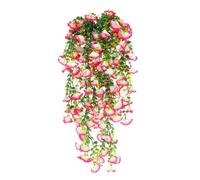 sourcing map 2pcs Morning Glory Fake Hanging Flowers, UV-Resistant Artificial Faux Flower Plants for Planter Indoor Outdoor Garden Porch Yard Wedding, Pink