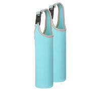 sourcing map 2pcs Neoprene Carrier Water Bottle Sleeve, 15.5-20oz Insulated Water Glass Bottle Carrier Bag Collapsible Drink Bottle Sleeve Cover Holder with Handle, Light Blue