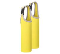 sourcing map 2pcs Neoprene Carrier Water Bottle Sleeve, 15.5-20oz Insulated Water Glass Bottle Carrier Bag Collapsible Drink Bottle Sleeve Cover Holder with Handle, Yellow