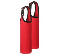 sourcing map 2pcs Neoprene Carrier Water Bottle Sleeve, 15.5-20oz Insulated Water Glass Bottle Carrier Bag Collapsible Drink Bottle Sleeve Cover Holder with Handle, Red