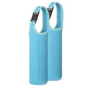 sourcing map 2pcs Neoprene Carrier Water Bottle Sleeve, 15.5-20oz Insulated Water Glass Bottle Carrier Bag Collapsible Drink Bottle Sleeve Cover Holder with Handle, Blue