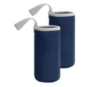 sourcing map 2pcs Neoprene Water Bottle Sleeve, 12 oz Insulated Water Glass Bottles Carrier Bag Collapsible Drink Bottle Sleeve Cover Holder with Handle, Navy Blue