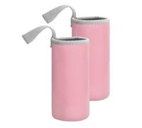 sourcing map 2pcs Neoprene Water Bottle Sleeve, 12 oz Insulated Water Glass Bottles Carrier Bag Collapsible Drink Bottle Sleeve Cover Holder with Handle, Pink