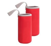 sourcing map 2pcs Neoprene Water Bottle Sleeve, 12 oz Insulated Water Glass Bottles Carrier Bag Collapsible Drink Bottle Sleeve Cover Holder with Handle, Red