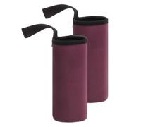 sourcing map 2pcs Neoprene Water Bottle Sleeve, 12 oz Insulated Water Glass Bottles Carrier Bag Collapsible Drink Bottle Sleeve Cover Holder with Handle, Wine Red