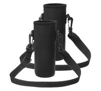 Sourcing Map 2pcs Neoprene Water Bottle Sleeve with Strap, 18.5 oz Insulated, Collapsible, Black, Study, Commuting, Running, Hiking, Cycling, Camping, Travel, Beaches, Gyms, Sports Events