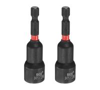 sourcing map 2pcs Nut Driver Drill Bit 1/2 Inch SAE Socket 1/4" Hex Shank 2.56" (65mm) Long Magnetic 6-Point Sockets Quick Change CR-V Steel Bolt Setters for Power Drill Drivers