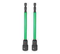 sourcing map 2pcs Nut Driver Drill Bit 1/2 Inch SAE Socket 1/4" Hex Shank 6" (150mm) Extra Long Magnetic 6-Point Sockets Quick Change CR-V Steel Bolt Setters for Power Drill Drivers