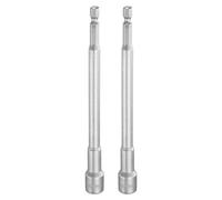 sourcing map 2pcs Nut Driver Drill Bit 10mm Metric Socket 1/4" Hex Shank 5.91" (150mm) Long Magnetic 6-Point Sockets Quick Change CR-V Steel Bolt Setters for Power Drill Drivers