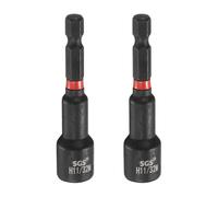 sourcing map 2pcs Nut Driver Drill Bit 11/32" SAE 1/4" Hex Shank 2.56" L | 65mm Long Magnetic 6-Point Sockets Quick Change CR-V Steel Bolt Setters for Power Drill Drivers