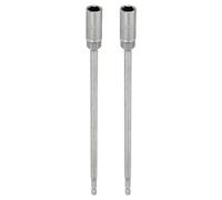 sourcing map 2pcs Nut Driver Drill Bit 11mm Metric Socket 1/4" Hex Shank 10" (250mm) Extra Long 6-Point Sockets Quick Change 40Cr Steel Bolt Setters for Power Drill Drivers