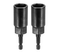 sourcing map 2pcs Nut Driver Drill Bit 17mm Metric Socket 1/4" Hex Shank 3.15" (80mm) Extra Long 6-Point Sockets Quick Change Cr-V Steel Bolt Setters for Power Drill Drivers, Black