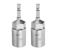 sourcing map 2pcs Nut Driver Drill Bit 18mm Metric Socket 1/4" Hex Shank 3.15" (80mm) Long Magnetic 6-Point Sockets Quick Change CR-V Steel Bolt Setters for Power Drill Drivers