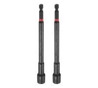 sourcing map 2pcs Nut Driver Drill Bit 3/8 Inch SAE Socket 1/4" Hex Shank 6" (150mm) Long Magnetic 6-Point Sockets Quick Change CR-V Steel Bolt Setters for Power Drill Drivers