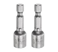 sourcing map 2pcs Nut Driver Drill Bit 9mm Metric Socket 1/4" Hex Shank 1.65" (42mm) Long Magnetic 6-Point Sockets Quick Change CR-V Steel Bolt Setters for Power Drill Drivers
