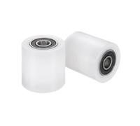 sourcing map 2Pcs Nylon Roller Wheel with Bearings, 1/2" Bore x 1-7/8" Width x 2" Length, CNC Guiding Wheel Flat Belt Idler, Nylon Pulley (White)
