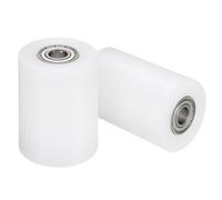 sourcing map 2Pcs Nylon Roller Wheel with Bearings, 15 x 65 x 90mm (ID. x OD. x L) CNC Guiding Wheel Flat Belt Idler, Nylon Pulley (White)