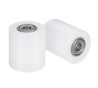 sourcing map 2Pcs Nylon Roller Wheel with Bearings, 3/8" Bore x 1-13/16" Width x 2" Length, CNC Guiding Wheel Flat Belt Idler, Nylon Pulley (White)