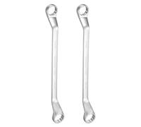 sourcing map 2pcs Offset Extra Long Box End Wrench 22 x 24 mm Metric 12 Point 45 Degree Offset Double End Box Ratcheting Wrench CR-V Polished Long Spanner Tools