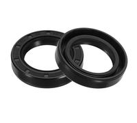 sourcing map 2Pcs Oil Seal, 1.38"x2.05"x0.39" TC Nitrile Rubber Double Lip Cover Shaft Oil Seal 35 x 52.1 x 10mm with Spring for Mechanical Automobile Bearing Shaft, Black