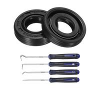 sourcing map 2Pcs Oil Seal, 10x20x4.5mm TC Nitrile Rubber Double Lip Cover with Hook Kit and Spring for Mechanical Automobile Bearing Shaft, Black