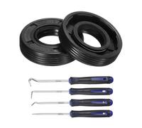 sourcing map 2Pcs Oil Seal, 14x30x7mm TC Nitrile Rubber Double Lip Cover with Hook Kit and Spring for Mechanical Automobile Bearing Shaft, Black