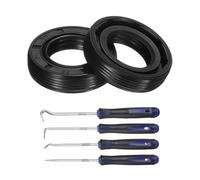 sourcing map 2Pcs Oil Seal, 16x28x7mm TC Nitrile Rubber Double Lip Cover with Hook Kit and Spring for Mechanical Automobile Bearing Shaft, Black
